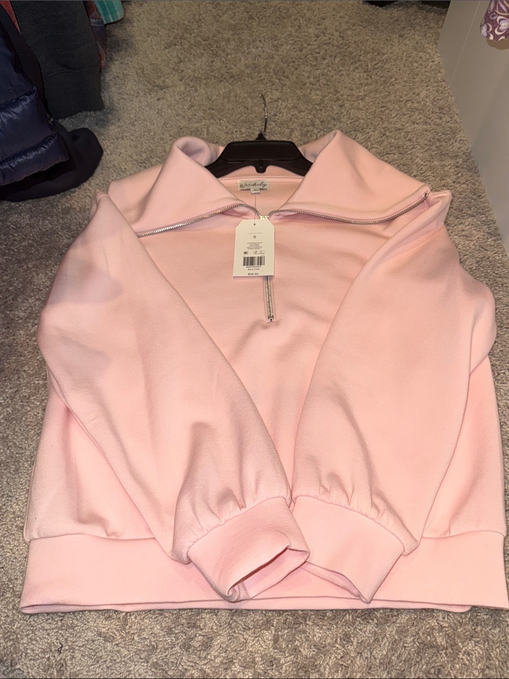 Wonderly Light Pink Half-Zip Pullover
